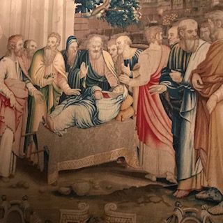 Dormitio Virginis. Wandteppich von eine Zeichnung von Giuseppe Arcimboldo